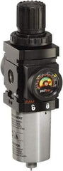 ARO/Ingersoll-Rand - 1/4" NPT Port Miniature 1 Piece Filter/Regulator FRL Unit - Metal Bowl, 47 SCFM, 250 Max psi, 6.2" High x 1.575" Long, Manual Drain - Benchmark Tooling