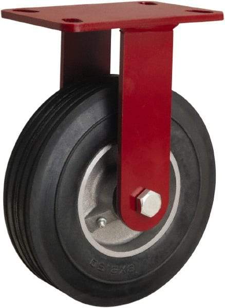 Hamilton - 8" Diam x 2" Wide, Rubber Rigid Caster - 500 Lb Capacity, Top Plate Mount, 4-1/2" x 6-1/2" Plate, Straight Roller Bearing - Benchmark Tooling