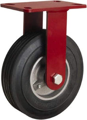 Hamilton - 8" Diam x 2" Wide, Rubber Rigid Caster - 500 Lb Capacity, Top Plate Mount, 4-1/2" x 6-1/2" Plate, Straight Roller Bearing - Benchmark Tooling