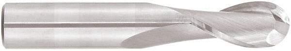 Niagara Cutter - 3/8" Diam, 1" LOC, 2 Flute Solid Carbide Ball End Mill - TiAlN Finish, Single End, 3" OAL, 3/8" Shank Diam, Spiral Flute - Benchmark Tooling