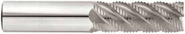 Niagara Cutter - 1/2" Diam, Fine Pitch, 5/8" LOC, 5 Flute Solid Carbide 45° Corner Chamfer Roughing End Mill - AlTiN Finish, 2-1/2" OAL, 1/2" Shank Diam, Single End, Centercutting, 45° Helix - Benchmark Tooling