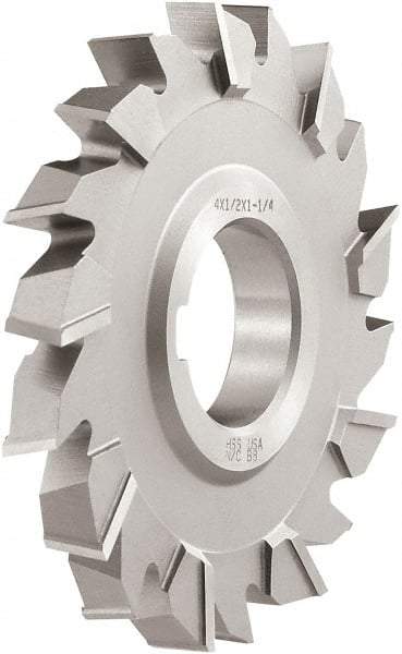 Keo - 4" Diam x 1/2" Width of Cut, 18 Teeth, High Speed Steel Side Milling Cutter - Staggered Teeth, TiCN Coated - Benchmark Tooling