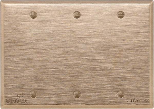 Cooper Wiring Devices - 3 Gang, 4-1/2 Inch Long, Standard Blank Wall Plate - Blank, Rose, Antimicrobial Copper - Benchmark Tooling