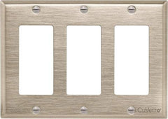 Cooper Wiring Devices - 3 Gang, 4-1/2 Inch Long, Standard Switch Plate - Decorator Switch, White Bronze, Antimicrobial Copper - Benchmark Tooling