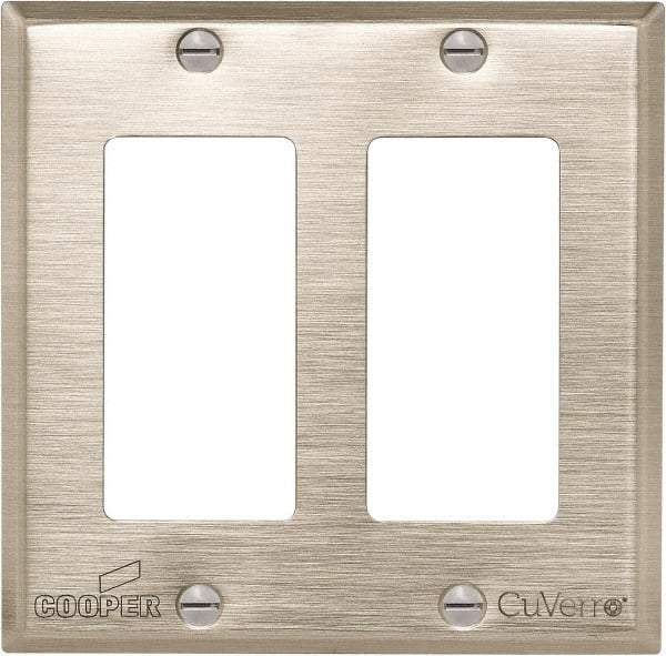 Cooper Wiring Devices - 2 Gang, 4-1/2 Inch Long, Standard Switch Plate - Decorator Switch, White Bronze, Antimicrobial Copper - Benchmark Tooling