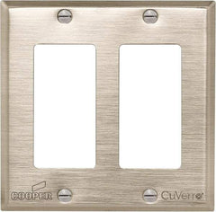 Cooper Wiring Devices - 2 Gang, 4-1/2 Inch Long, Standard Switch Plate - Decorator Switch, White Bronze, Antimicrobial Copper - Benchmark Tooling