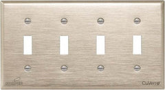 Cooper Wiring Devices - 4 Gang, 4-1/2 Inch Long, Standard Switch Plate - Toggle Switch, White Bronze, Antimicrobial Copper - Benchmark Tooling