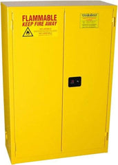 PRO-SAFE - 2 Door, 2 Shelf, Yellow Steel Standard Safety Cabinet for Flammable and Combustible Liquids - 65" High x 43" Wide x 18" Deep, Self Closing Door, 3 Point Key Lock, 45 Gal Capacity - Benchmark Tooling