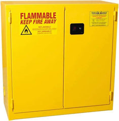 PRO-SAFE - 2 Door, 1 Shelf, Yellow Steel Standard Safety Cabinet for Flammable and Combustible Liquids - 44" High x 43" Wide x 18" Deep, Self Closing Door, 3 Point Key Lock, 30 Gal Capacity - Benchmark Tooling