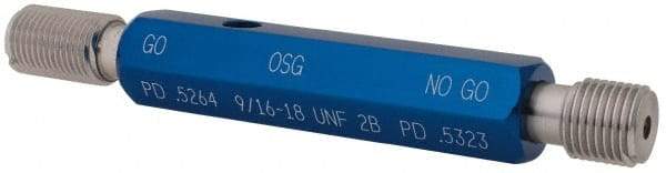 OSG - 9/16-18, Class 2B, Double End Plug Thread Go/No Go Gage - High Speed Steel, Handle Included - Benchmark Tooling