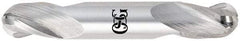 OSG - 3/8" Diam, 1/2" LOC, 3 Flute Solid Carbide Ball End Mill - Uncoated, Double End, 2-1/2" OAL, 3/8" Shank Diam, Spiral Flute - Benchmark Tooling