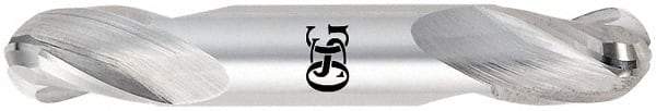 OSG - 5/16" Diam, 1/2" LOC, 3 Flute Solid Carbide Ball End Mill - Uncoated, Double End, 2-1/2" OAL, 5/16" Shank Diam, Spiral Flute - Benchmark Tooling