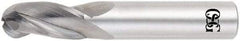 OSG - 1/2" Diam, 1" LOC, 3 Flute Solid Carbide Ball End Mill - TiAlN Finish, Single End, 3" OAL, 1/2" Shank Diam, Spiral Flute - Benchmark Tooling