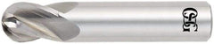 OSG - 11mm Diam, 16mm LOC, 4 Flute Solid Carbide Ball End Mill - TiAlN Finish, Single End, 64mm OAL, 64mm Shank Diam, Spiral Flute - Benchmark Tooling