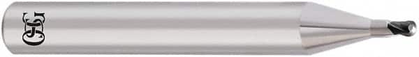 OSG - 1mm Diam, 0.6mm LOC, 2 Flute Solid Carbide Ball End Mill - TiAlN Finish, Single End, 50mm OAL, 4mm Shank Diam, Spiral Flute - Benchmark Tooling