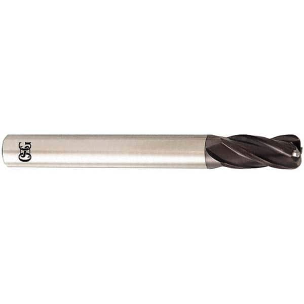 Corner Radius End Mill: 3/4″ Dia, 1-1/2″ LOC, 1/8″ Radius, 4 Flutes, Solid Carbide 4″ OAL, 3/4″ Shank Dia, 35 ° Helix, TiAlN Coated, Corner Radius End, Centercutting, Series HP434