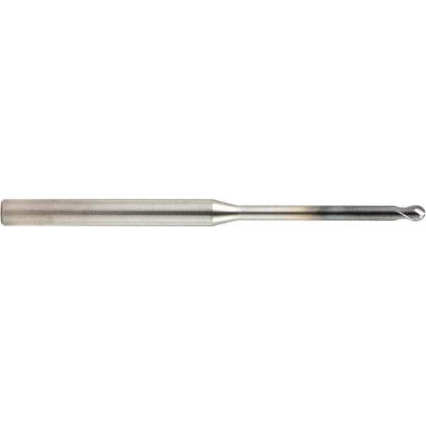 OSG - 0.1mm Diam, 0.08mm LOC, 2 Flute Solid Carbide Ball End Mill - Exact Industrial Supply