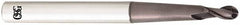 OSG - 3/32" Diam, 0.16" LOC, 2 Flute Solid Carbide Ball End Mill - TiAlN Finish, Single End, 3" OAL, 1/4" Shank Diam, Spiral Flute - Benchmark Tooling