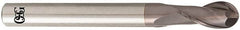 OSG - 3.5mm Diam, 8mm LOC, 2 Flute Solid Carbide Ball End Mill - TiAlN Finish, Single End, 70mm OAL, 6mm Shank Diam, Spiral Flute - Benchmark Tooling