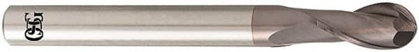 OSG - 5/16" Diam, 5/8" LOC, 2 Flute Solid Carbide Ball End Mill - TiAlN Finish, Single End, 4" OAL, 5/16" Shank Diam, Spiral Flute - Benchmark Tooling