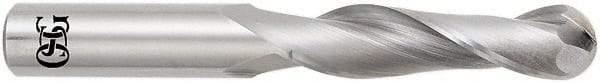 OSG - 12mm Diam, 51mm LOC, 2 Flute Solid Carbide Ball End Mill - TiAlN Finish, Single End, 102mm OAL, 12mm Shank Diam, Spiral Flute - Benchmark Tooling