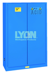 Acid Storage Cabinet - #5544 - 43 x 18 x 65" - 45 Gallon - w/2 shelves, three poly trays, 2-door manual close - Blue Only - Benchmark Tooling