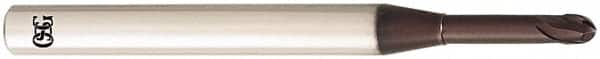 OSG - 3.5mm Diam, 3.5mm LOC, 2 Flute Solid Carbide Ball End Mill - TiAlN Finish, Single End, 70mm OAL, 6mm Shank Diam, Spiral Flute - Benchmark Tooling