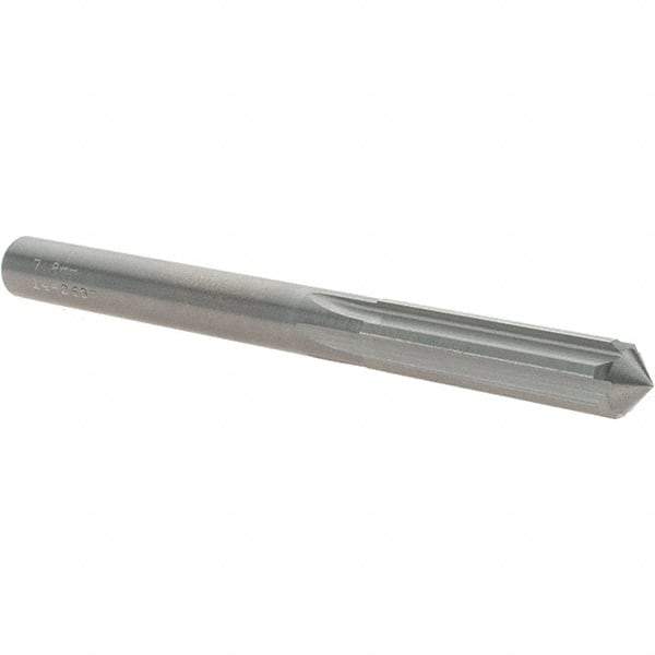 OSG - 7.8mm Solid Carbide Chucking Reamer - Straight Flute, 7.14mm Straight Shank, 29mm Flute Length, 83mm OAL - Benchmark Tooling