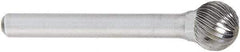 OSG - 3/8" Cut Diam, 1/4" Shank Diam, Ball Head Fluted Cut Burr - Carbide, 3/8" LOC, 6" OAL - Benchmark Tooling