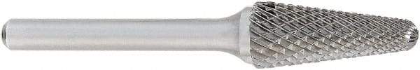 OSG - 3/8" Cut Diam, 1/4" Shank Diam, Taper Head Burr - Carbide, Radius End, 1-1/16" LOC, 6" OAL - Benchmark Tooling