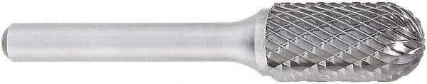 OSG - 1/2" Cut Diam, 1/4" Shank Diam, Cylinder with Radius Head Burr - Carbide, Radius End, 1" LOC, 6" OAL - Benchmark Tooling