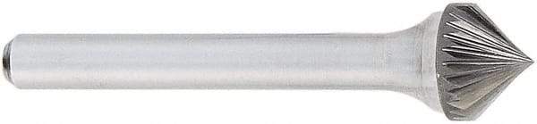 OSG - 1/4" Cut Diam, 1/4" Shank Diam, Cone Head Fluted Cut Burr - Carbide, Point End, 2" OAL - Benchmark Tooling