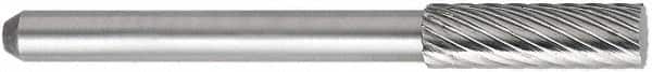 OSG - 3/16" Cut Diam, 1/8" Shank Diam, Inverted Cone Head Fluted Cut Burr - Carbide, Flat End, 1/4" LOC, 1/8" OAL - Benchmark Tooling