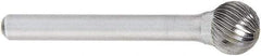 OSG - 5/16" Cut Diam, 1/4" Shank Diam, Ball Head Fluted Cut Burr - Carbide, 5/16" LOC, 2" OAL - Benchmark Tooling