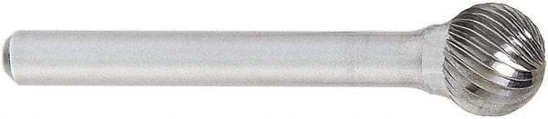 OSG - 3mm Cut Diam, 6mm Shank Diam, Ball Head Fluted Cut Burr - Carbide, 50mm OAL - Benchmark Tooling