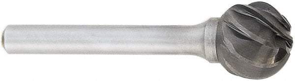 OSG - 8mm Cut Diam, 6mm Shank Diam, Ball Head Fluted Cut Burr - Carbide, 50mm OAL - Benchmark Tooling