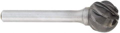 OSG - 1/4" Cut Diam, 1/4" Shank Diam, Ball Head Fluted Cut Burr - Carbide, 1/4" LOC, 2" OAL - Benchmark Tooling