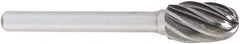 OSG - 3/4" Cut Diam, 1/4" Shank Diam, Oval Head Fluted Cut Burr - Carbide, Radius End, 1" LOC, 2" OAL - Benchmark Tooling