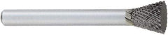 OSG - 5/8" Cut Diam, 1/4" Shank Diam, Inverted Cone Head Burr - Carbide, Flat End, 3/4" LOC, 2" OAL - Benchmark Tooling