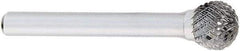 OSG - 3/8" Cut Diam, 1/4" Shank Diam, Ball Head Burr - Carbide, Radius End, 3/8" LOC, 2" OAL - Benchmark Tooling