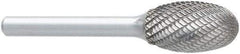 OSG - 5/8" Cut Diam, 1/4" Shank Diam, Oval Head Burr - Carbide, Radius End, 1" LOC, 2" OAL - Benchmark Tooling