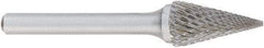 OSG - 3/8" Cut Diam, 1/4" Shank Diam, Cone Head Burr - Carbide, Point End, 5/8" LOC, 2" OAL - Benchmark Tooling