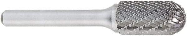 OSG - 5/16" Cut Diam, 1/4" Shank Diam, Cylinder with Radius Head Burr - Carbide, Radius End, 3/4" LOC, 2" OAL - Benchmark Tooling