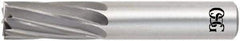 OSG - 3/16", 5/8" LOC, 3/16" Shank Diam, 2" OAL, 6 Flute, Solid Carbide Square End Mill - Single End, Uncoated, Spiral Flute, 15° Helix, Centercutting, Right Hand Cut, Right Hand Flute, Series 408 - Benchmark Tooling