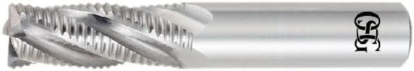 OSG - 8mm Diam, 21mm LOC, 4 Flute Solid Carbide Roughing Square End Mill - Uncoated, 64mm OAL, 8mm Shank Diam, Single End, Centercutting, 30° Helix - Benchmark Tooling