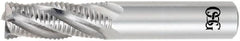 OSG - 8mm Diam, 21mm LOC, 4 Flute Solid Carbide Roughing Square End Mill - Uncoated, 64mm OAL, 8mm Shank Diam, Single End, Centercutting, 30° Helix - Benchmark Tooling