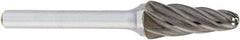 OSG - 1/2" Cut Diam, 1/4" Shank Diam, Cone Head Fluted Cut Burr - Carbide, Radius End, 1-1/8" LOC, 2" OAL - Benchmark Tooling