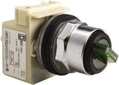 Square D - 30mm Mount Hole, 2 Position, Selector Switch Only - Green, Maintained (MA), Illuminated - Benchmark Tooling