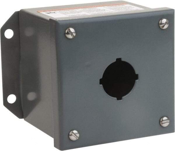 Square D - 1 Hole, 30mm Hole Diameter, Steel Pushbutton Switch Enclosure - 5-1/4 Inch High x 4.17 Inch Wide x 3.62 Inch Deep, 1, 3, 13 NEMA Rated - Benchmark Tooling