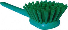 PRO-SOURCE - 1-3/4" Bristle Length, Plastic Utility Scrub Brush - 4-1/2" Long x 3-3/4" Wide Head, 20" OAL, Long Handle, Green, Foam Block - Benchmark Tooling